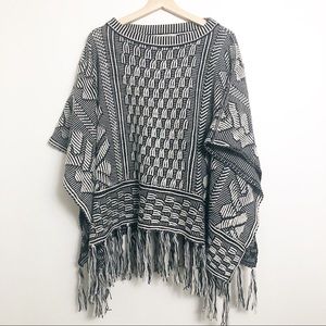 World Market NWT Black + White Knit Sweater Poncho
